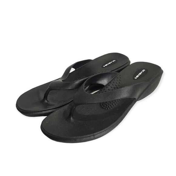 🆕Okabashi Splash Black Wedge Platform Flip Flops - Picture 2 of 9
